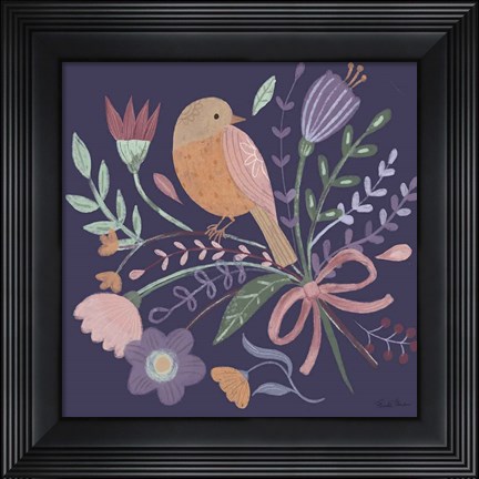 Framed Royal Birds IV Purple Print