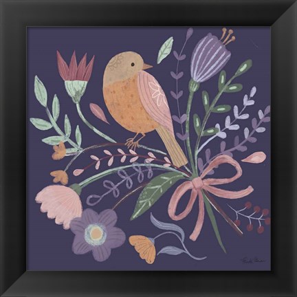 Framed Royal Birds IV Purple Print