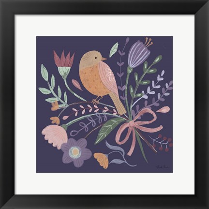 Framed Royal Birds IV Purple Print