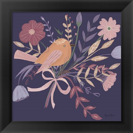 Framed Royal Birds II Purple Print