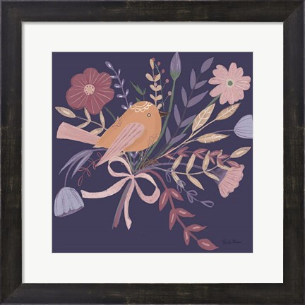 Framed Royal Birds II Purple Print