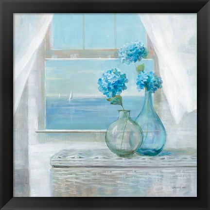 Framed Beach House Hydrangeas Print