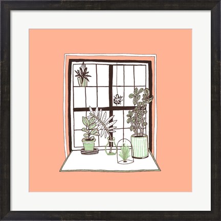 Framed Peach Indoor Garden Print