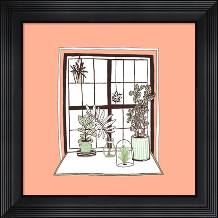 Framed Peach Indoor Garden Print