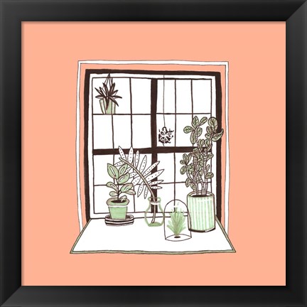 Framed Peach Indoor Garden Print