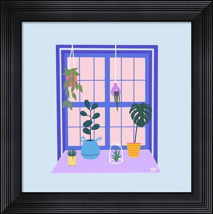 Framed Blue Indoor Garden Print