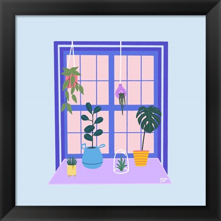 Framed Blue Indoor Garden Print