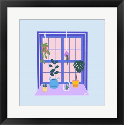 Framed Blue Indoor Garden Print