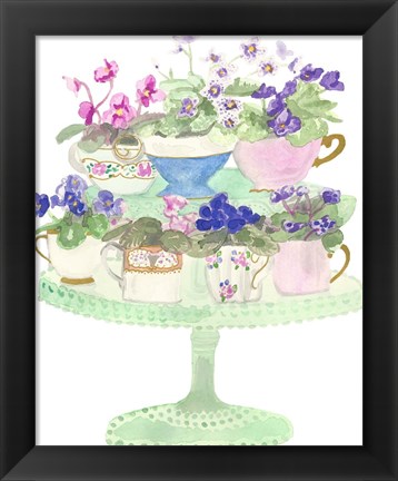 Framed Floral Tea Cups Print