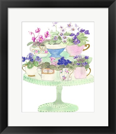 Framed Floral Tea Cups Print