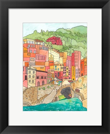 Framed Village By The River Print