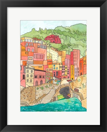 Framed Village By The River Print