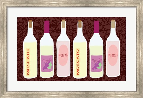 Framed Moscato Bottles In A Row Print