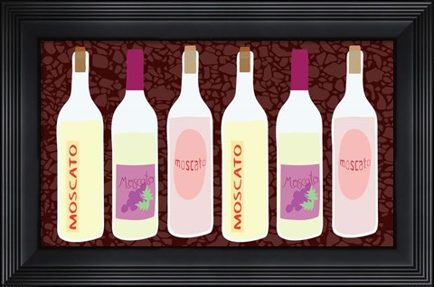 Framed Moscato Bottles In A Row Print