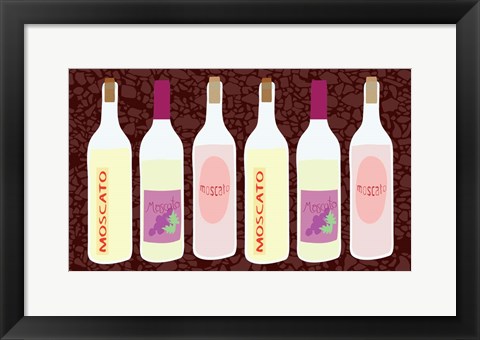 Framed Moscato Bottles In A Row Print