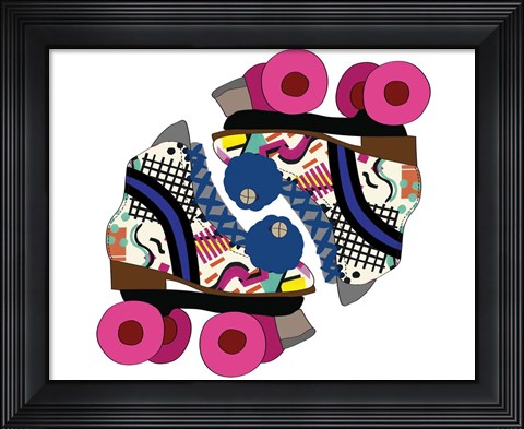 Framed Pink Graffiti Rollerblades Print