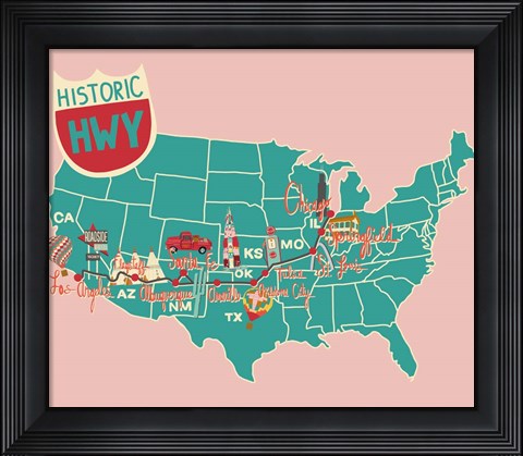 Framed Roadtrip Map Print