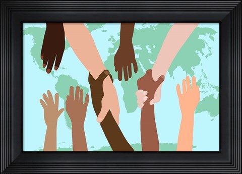 Framed Reaching Out Around The World Print