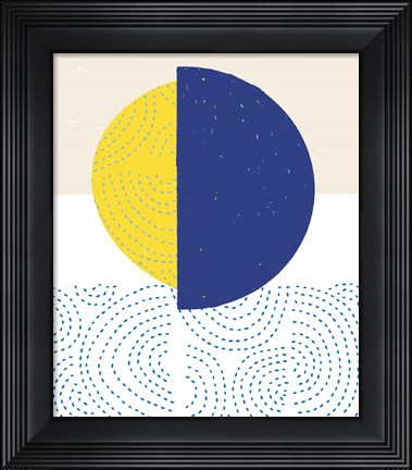 Framed Blue and Yellow Mod Circles I Print