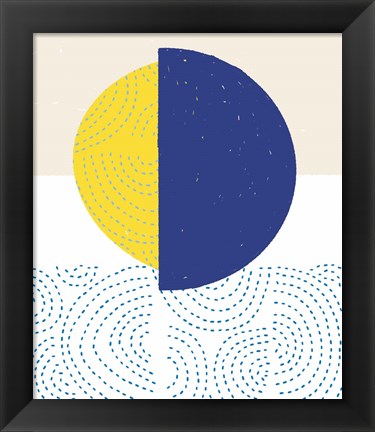 Framed Blue and Yellow Mod Circles I Print