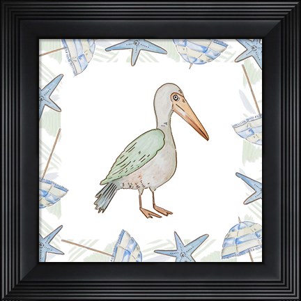 Framed Birds On The Beach I Print