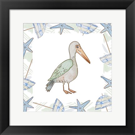 Framed Birds On The Beach I Print