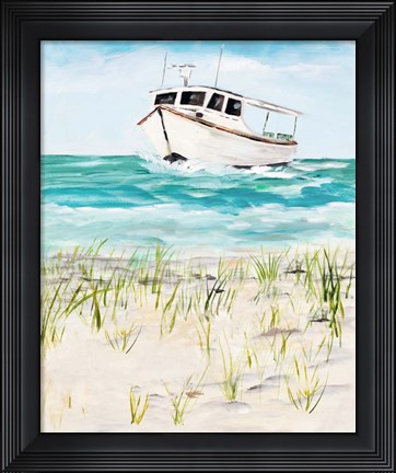 Framed Boat By The Shore Print