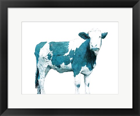 Framed Blue Swiss Cow Print