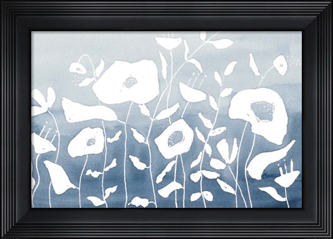 Framed Blue And White Floral Garden Print