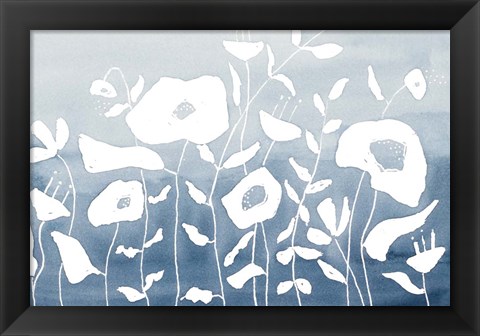 Framed Blue And White Floral Garden Print