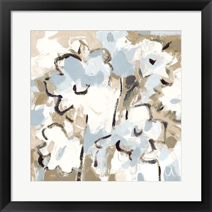 Framed Light Blue Floral Print