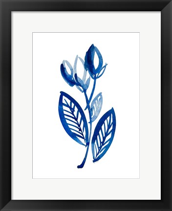 Framed Blue Floral I Print