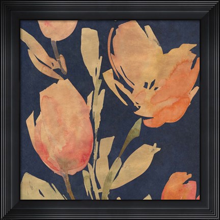 Framed Dark Orange Tulips I Print