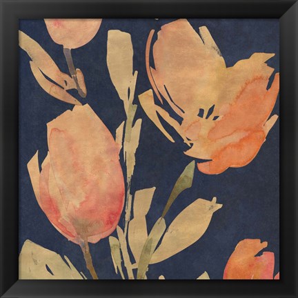 Framed Dark Orange Tulips I Print