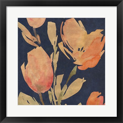 Framed Dark Orange Tulips I Print