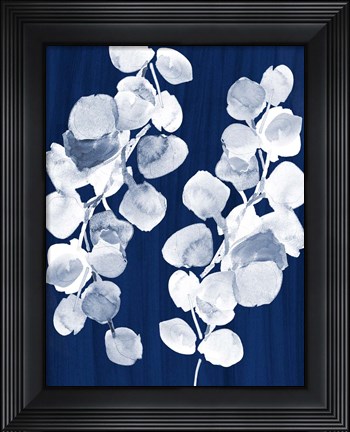 Framed Eucalyptus Leaves on Navy Print