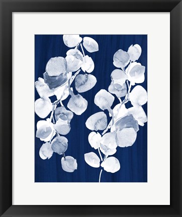 Framed Eucalyptus Leaves on Navy Print