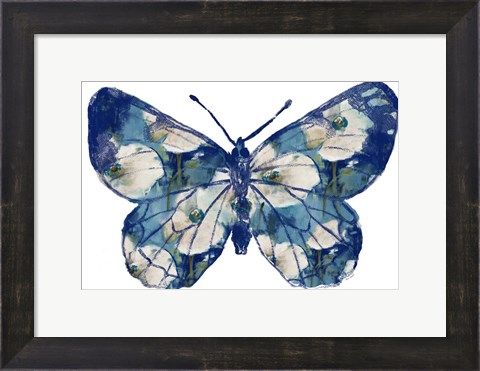 Framed Floral Indigo Butterfly Print