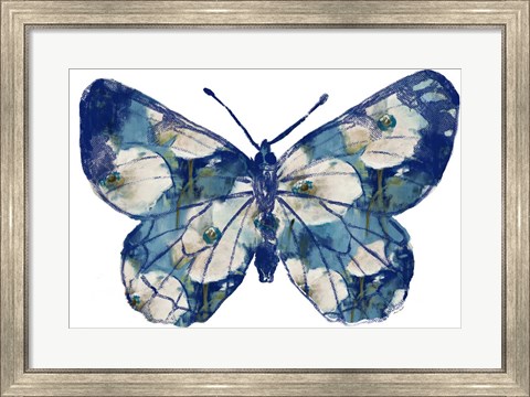 Framed Floral Indigo Butterfly Print