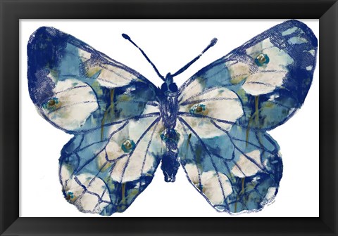 Framed Floral Indigo Butterfly Print