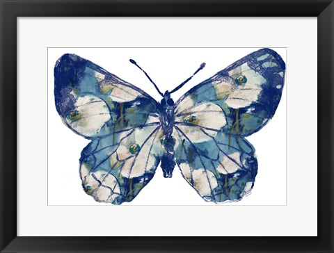 Framed Floral Indigo Butterfly Print