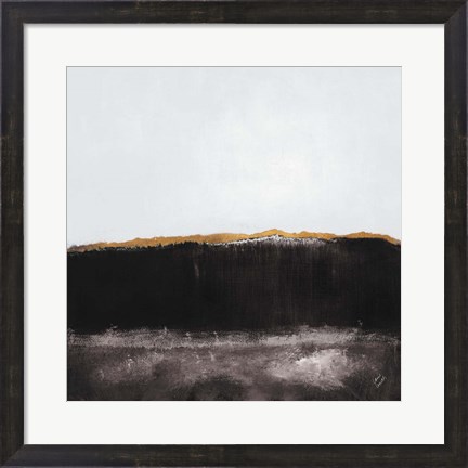 Framed Noir Clouds of Neptune with Gold Print