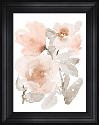 Framed Peach Tranquil Florals I Print