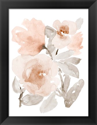 Framed Peach Tranquil Florals I Print