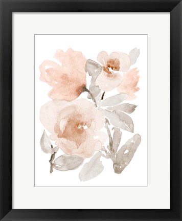 Framed Peach Tranquil Florals I Print