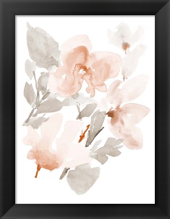 Framed Peach Tranquil Florals II Print