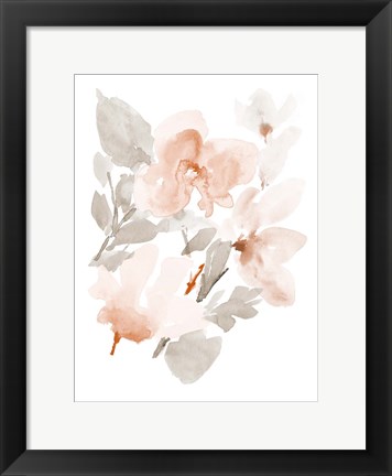 Framed Peach Tranquil Florals II Print