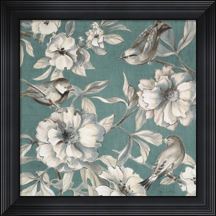 Framed Peonies and Birds Print