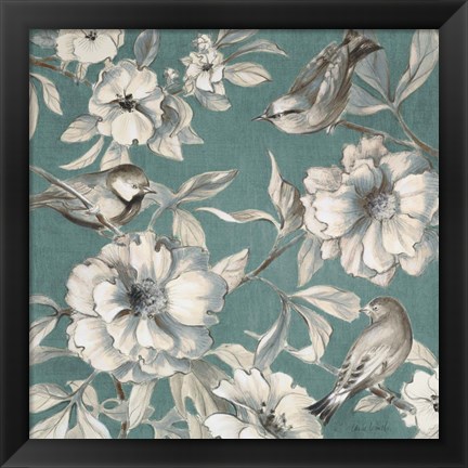 Framed Peonies and Birds Print