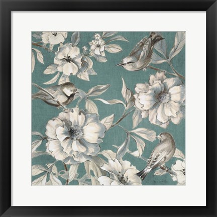 Framed Peonies and Birds Print